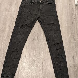 Zara Black Distressed Skinny Jeans